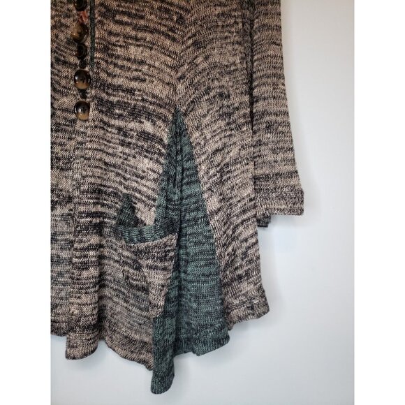 Ivy Jane Women's Sz M Cardigan Button Accent Long Sleeve Gray Teal 100% Linen - Picture 3 of 7